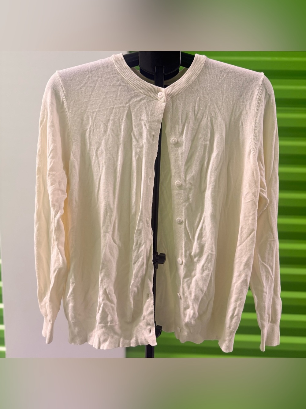 Classic Cream Button-Front Women's Cardigan